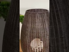 Dışarıdaki Rattan Tripod Zemin Lamba Led Siyah Durağan Işık Otel Modern Dekorasyon