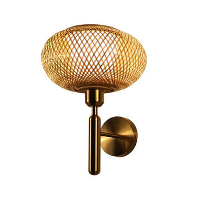 Nodic Dokumalı Bambu Rattan Duvar Işıkları Yatak Odası Odası Dekorasyonu için