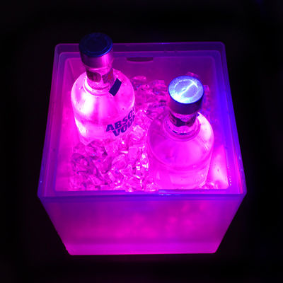 Modern kare LED buz kovası, Çift katman aydınlatma şampanya kovası şeffaf
