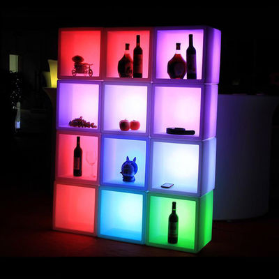 Pub için yeniden şarj edilebilir su geçirmez plastik LED kare buz kovası