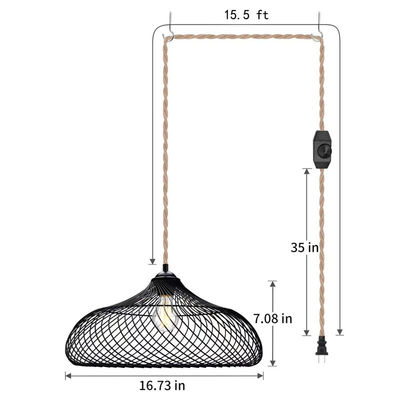 Bambu malzemesi Endüstriyel tarzı asılı lamba Plug And Switch ile