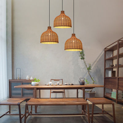 Bambu Rattan Koltuk Işıkları Dahili Işık için Yuvarlak Şekil
