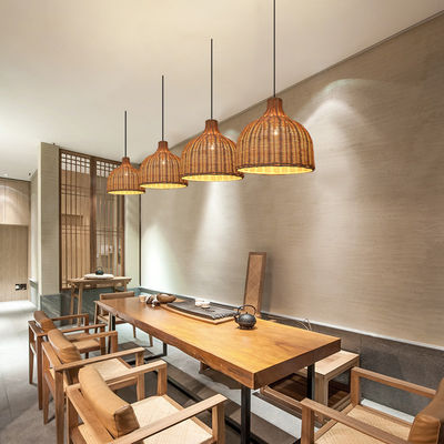 Bambu Rattan Koltuk Işıkları Dahili Işık için Yuvarlak Şekil