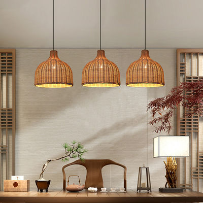 Bambu Rattan Koltuk Işıkları Dahili Işık için Yuvarlak Şekil