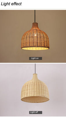 Bambu Rattan Koltuk Işıkları Dahili Işık için Yuvarlak Şekil