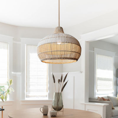 Bambu Rattan Kolye Işığı, İç Ev Dekorasyonu İçin Çubuk Çatı Lamba