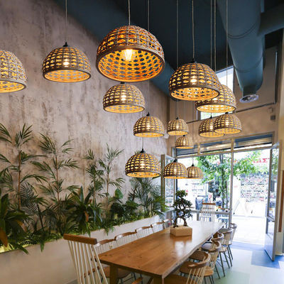 İç yemek odası için Vintage Yaratıcı Bambu Rattan lamba gölgesi
