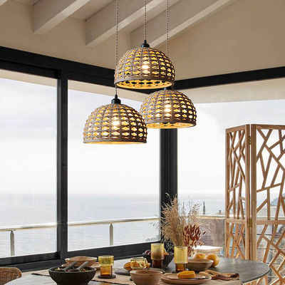 İç yemek odası için Vintage Yaratıcı Bambu Rattan lamba gölgesi