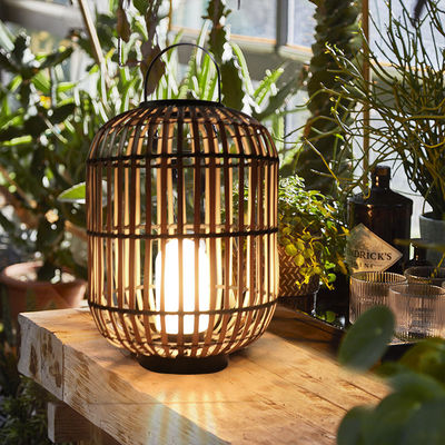 Dekoratif Rattan Dışarı Fener, Dokumalı Rattan Lamba Atmosfer için 3500K