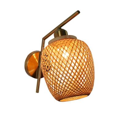 El yapımı Rattan Duvar Işıkları, 3500K Wicker Rattan Lamp Switch Control