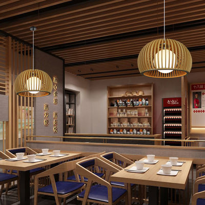 Modern Katı Ahşap Çerçeve, Lokanta Odası için Rattan Işık