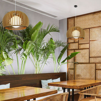 Modern Katı Ahşap Çerçeve, Lokanta Odası için Rattan Işık