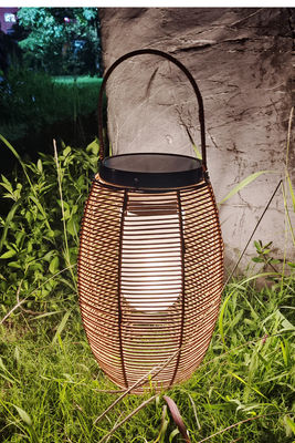IP65 Rattan Dokuma Güneş Fenerleri, 3500K Rattan Güneş Enerjisili Bahçe Fenerleri