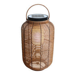 IP65 Rattan Dokuma Güneş Fenerleri, 3500K Rattan Güneş Enerjisili Bahçe Fenerleri
