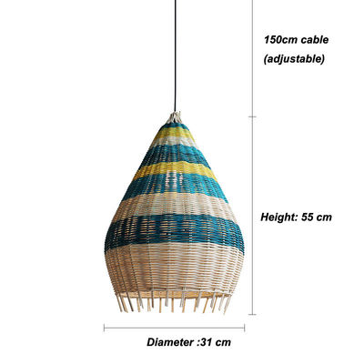 Özel Bambu Rattan Dokunmuş Kolye Işığı İçerideki Işık için El Yapımı