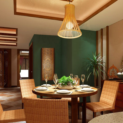 Özel Rattan Pendant Light, Nordic Woven Bambu Lamp İçerideki Işıklandırma için