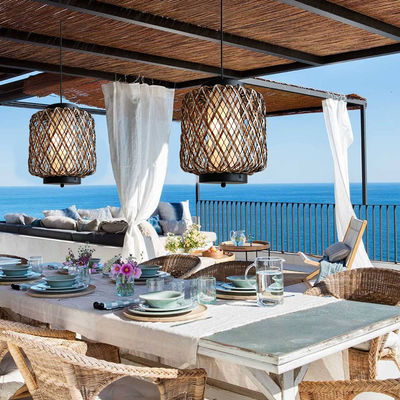 Dekoratif Rattan Kolye Işığı, Küçük Dışarı Rattan Çandelier Suya dayanıklı