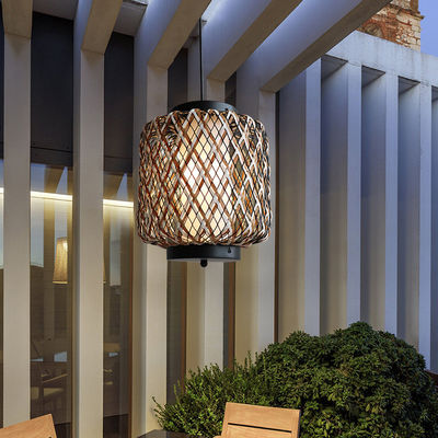 Dekoratif Rattan Kolye Işığı, Küçük Dışarı Rattan Çandelier Suya dayanıklı