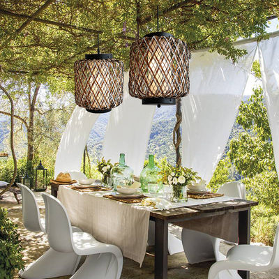 Dekoratif Rattan Kolye Işığı, Küçük Dışarı Rattan Çandelier Suya dayanıklı
