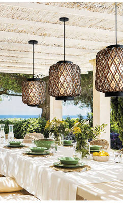 Dekoratif Rattan Kolye Işığı, Küçük Dışarı Rattan Çandelier Suya dayanıklı