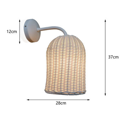 220V Rattan Duvar Lambası Gölge El örgü Su geçirmez Dışarıya