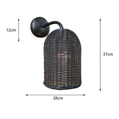 220V Rattan Duvar Lambası Gölge El örgü Su geçirmez Dışarıya