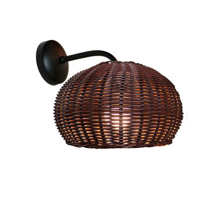 El örgü Rattan Duvar Işıkları Sconce Su geçirmez Yuvarlak Şekil Açık Hava için