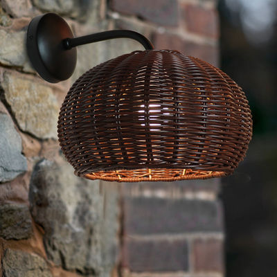 El örgü Rattan Duvar Işıkları Sconce Su geçirmez Yuvarlak Şekil Açık Hava için