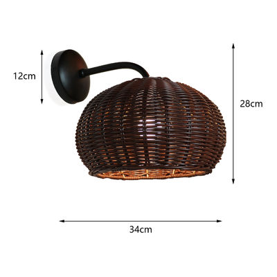 El örgü Rattan Duvar Işıkları Sconce Su geçirmez Yuvarlak Şekil Açık Hava için