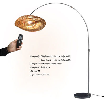 Düşürülebilir LED Rattan Bambu Işık Gölge Wicker Anahtar Kontrolü