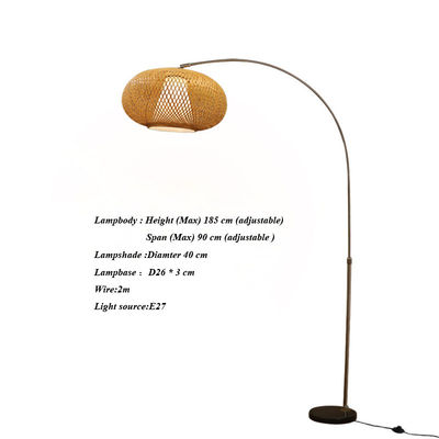 Düşürülebilir LED Rattan Bambu Işık Gölge Wicker Anahtar Kontrolü