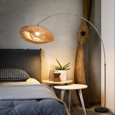 Düşürülebilir LED Rattan Bambu Işık Gölge Wicker Anahtar Kontrolü