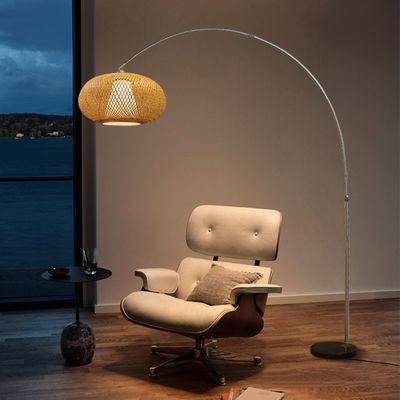 Düşürülebilir LED Rattan Bambu Işık Gölge Wicker Anahtar Kontrolü