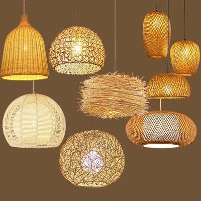 El yapımı Modern Sanat Kolye Işıkları Bambu Lamba Restoran Otel Rattan Çanakkale Rattan Kolye Işıkları