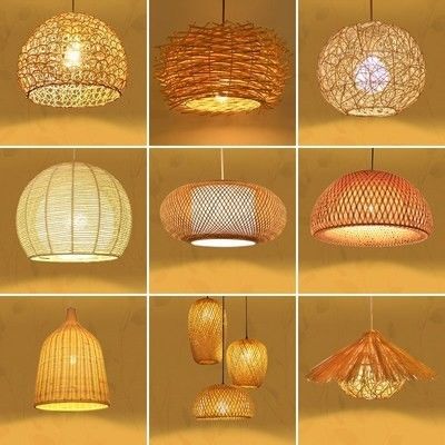 El yapımı Modern Sanat Kolye Işıkları Bambu Lamba Restoran Otel Rattan Çanakkale Rattan Kolye Işıkları