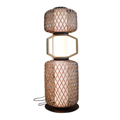 Dekoratif Rattan Standing Lamp 3500K CCT Otel Konut için