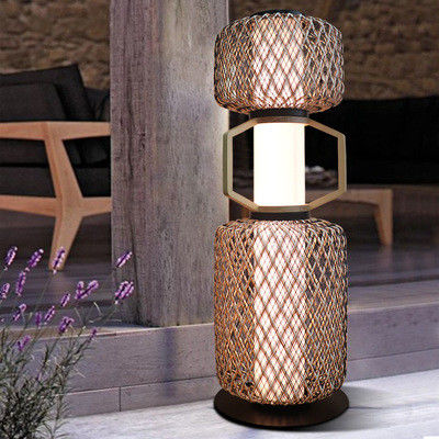 Dekoratif Rattan Standing Lamp 3500K CCT Otel Konut için