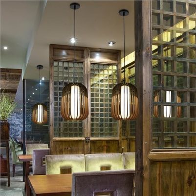 Nodic Rattan Pendant Light Chandelier Ev Dekorasyonu için Anahtar Kontrolü