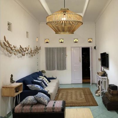 3500K Retro Bambu Dokunmuş Kolye Işığı İçerideki Oturma Odası için