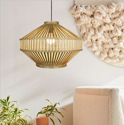 3500K Retro Bambu Dokunmuş Kolye Işığı İçerideki Oturma Odası için