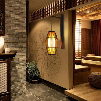 Çinli retro katı ahşap duvar lambası - Otel Bambu koridor lambası -Antik bambu fener duvar lambası