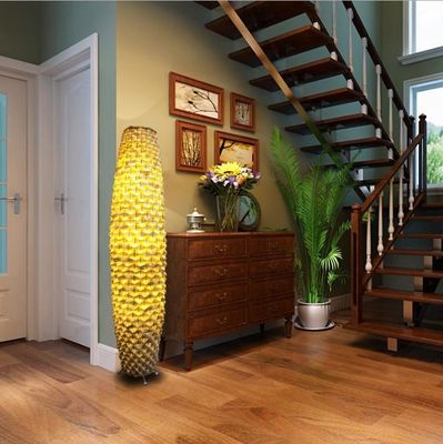 Bambu Dikiş döşeme rattan lambası 3500K konut oturma odası için