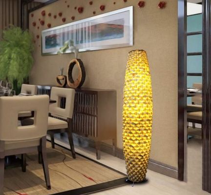 Bambu Dikiş döşeme rattan lambası 3500K konut oturma odası için
