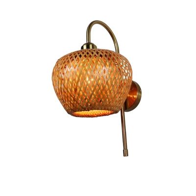 E27 LED Dokumalı Bambu Duvar Lambası Sconce 3500K Yatak Odası Banyo