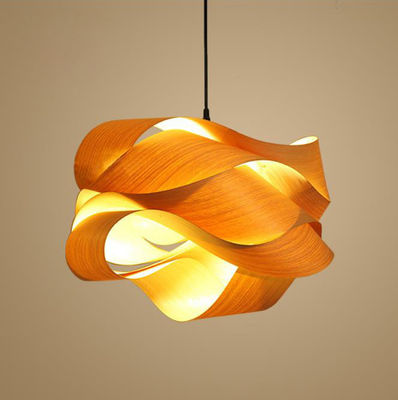 Nordic Ahşap Rattan Kolye Işığı Salon için LED Işık Kaynağı