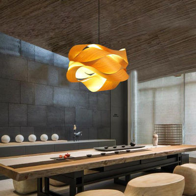 Nordic Ahşap Rattan Kolye Işığı Salon için LED Işık Kaynağı