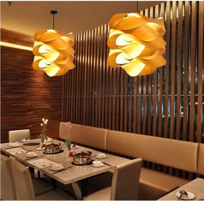 Nordic Ahşap Rattan Kolye Işığı Salon için LED Işık Kaynağı