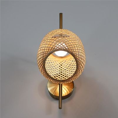 Doğal Modern Rattan Duvar Fenerleri, 3500K Sıcak Beyaz Bambu Duvar Sconce