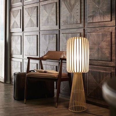 Bambu Dikiş Rattan Yer Lampası Konut Çayhanesi Oturma Odası