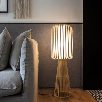 Bambu Dikiş Rattan Yer Lampası Konut Çayhanesi Oturma Odası